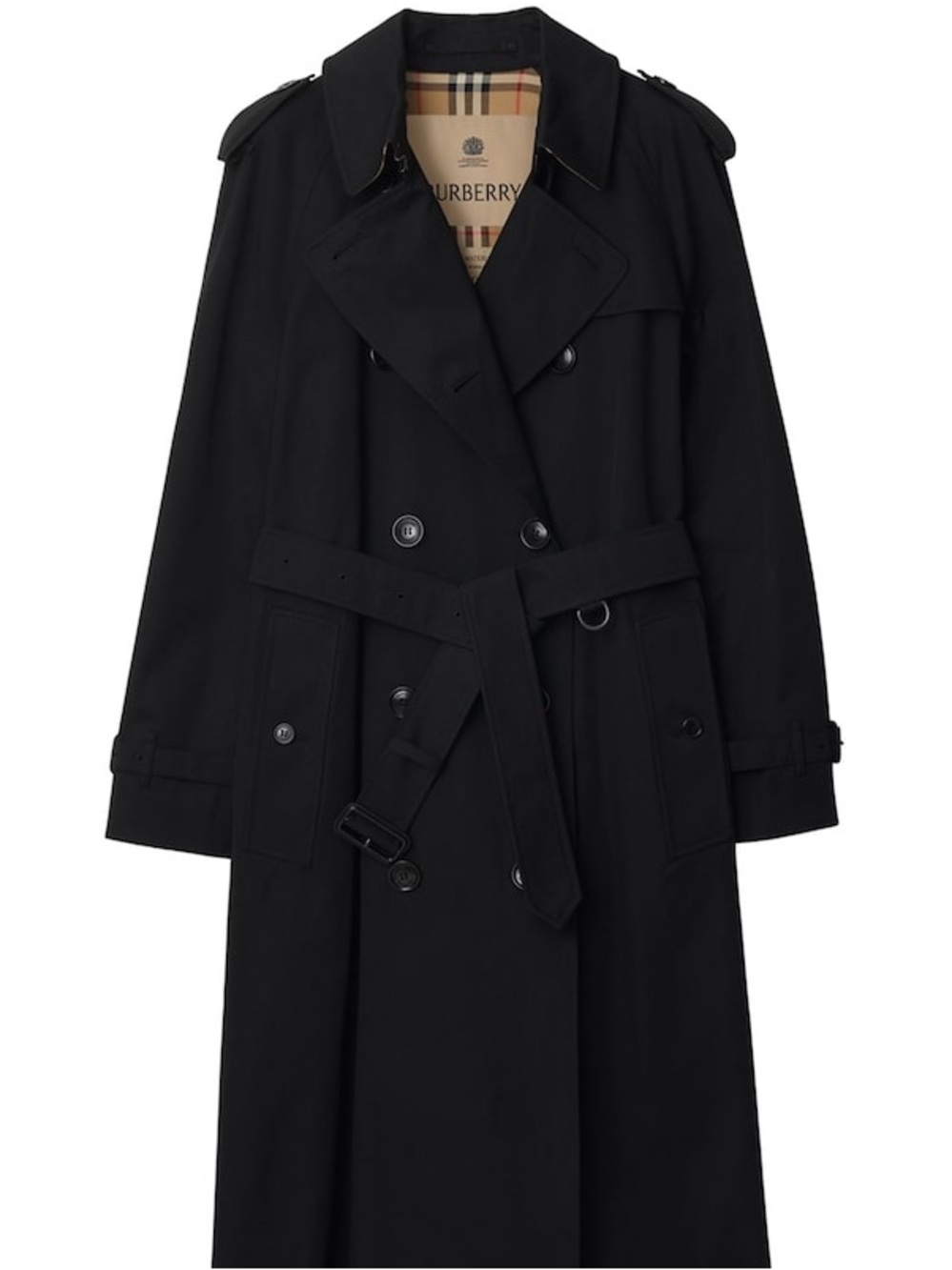 Burberry Heritage Waterloo Trench Coat Black EUC M 50” duster trench coat - Picture 5 of 14
